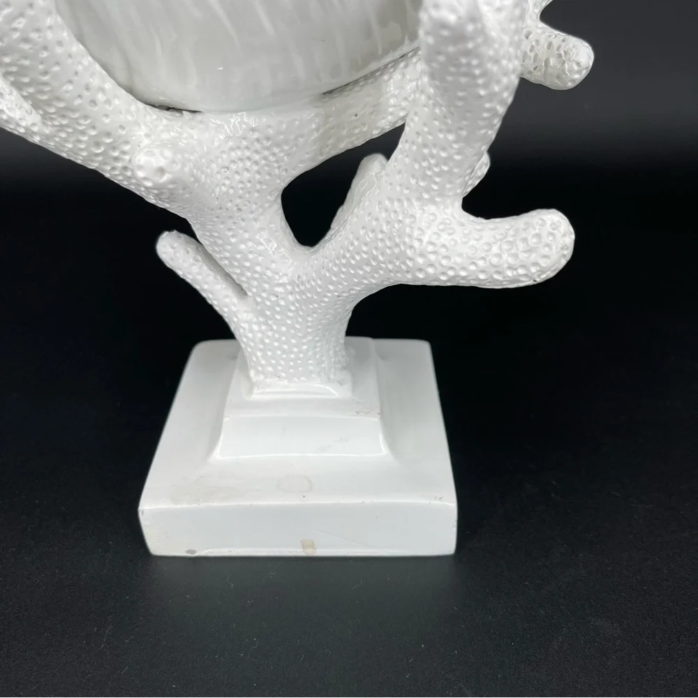 Z Gallerie Nautilus Seashell Sculpture on Coral Pedestal Candle Holder